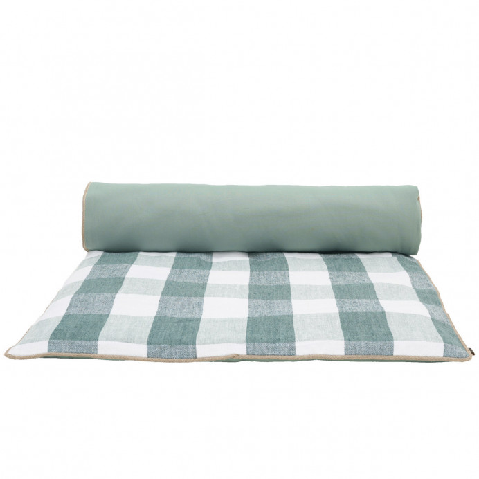 Harmony Textile - Haomy Housse d'Edredon 100% Lin à Gros Carreaux PALMA - 85X200