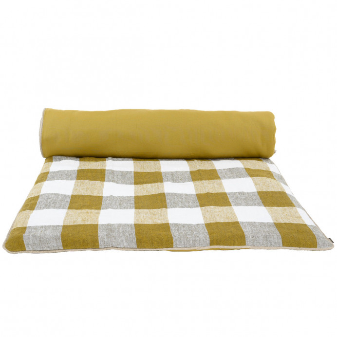 Harmony Textile - Haomy Housse d'Edredon 100% Lin à Gros Carreaux PALMA - 85X200