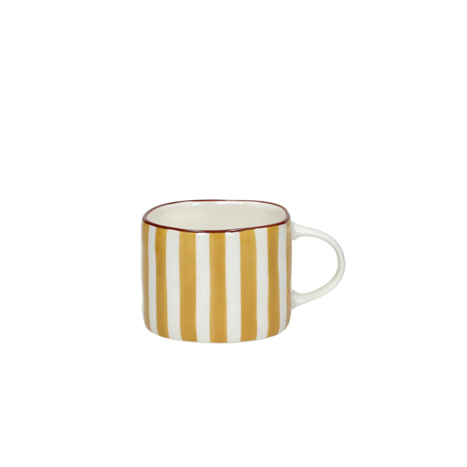 MYKONOS mug en porcelaine jaune et blanc