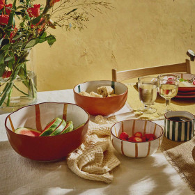 MYKONOS Bol à Soupe en Porcelaine Jaune et Blanc