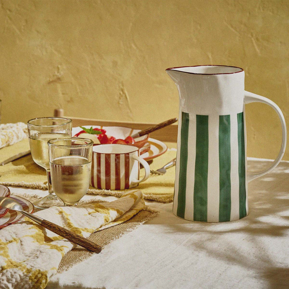 MYKONOS Pichet en Porcelaine Vert et Blanc