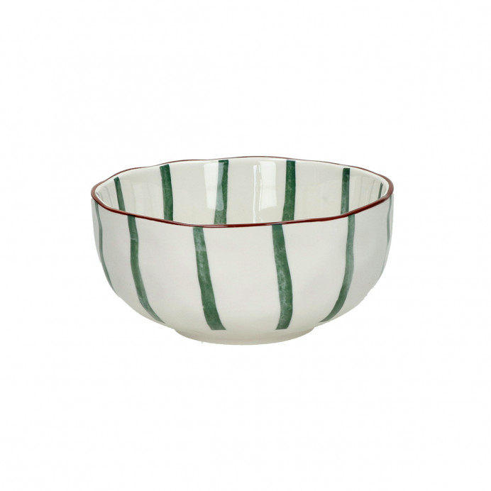 Pomax MYKONOS bol à soupe en porcelaine vert et blanc