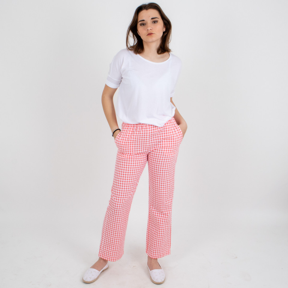 Pantalon coupe droite à carreaux vichy Mesange