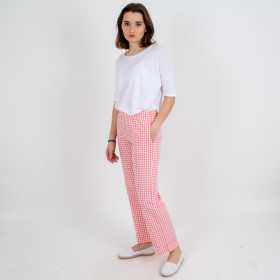 Pantalon coupe droite à carreaux vichy Mesange