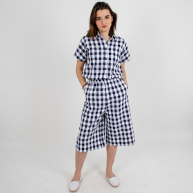 Jupe-culotte longue à carreaux vichy Martin
