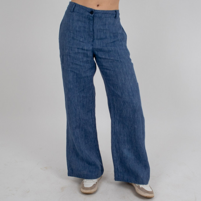Pantalon à rayures coupe large en lin Indri - ÉTÉ 2024