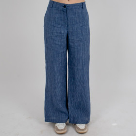 Pantalon à rayures coupe large en lin Indri - ÉTÉ 2024