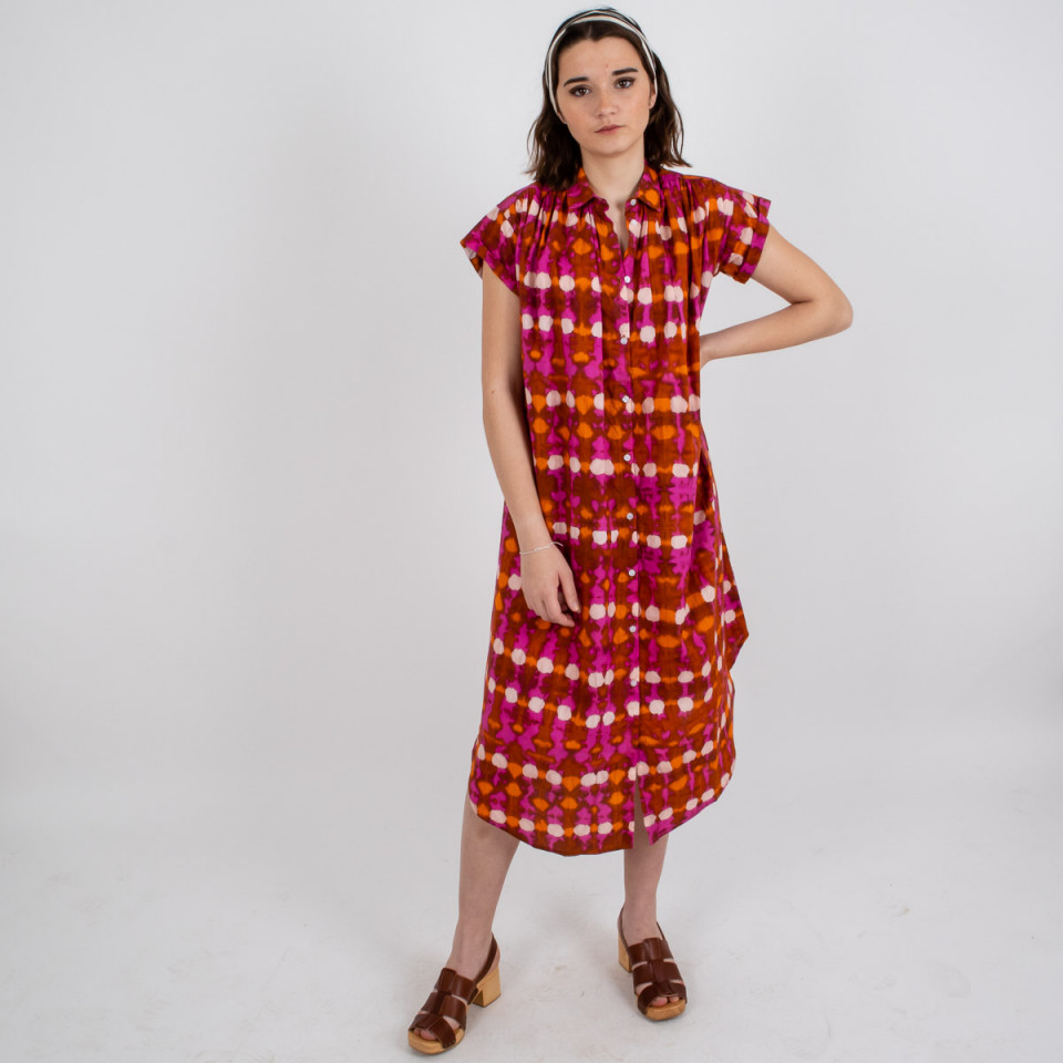 Robe chemise manches courtes en coton Celeste Print 