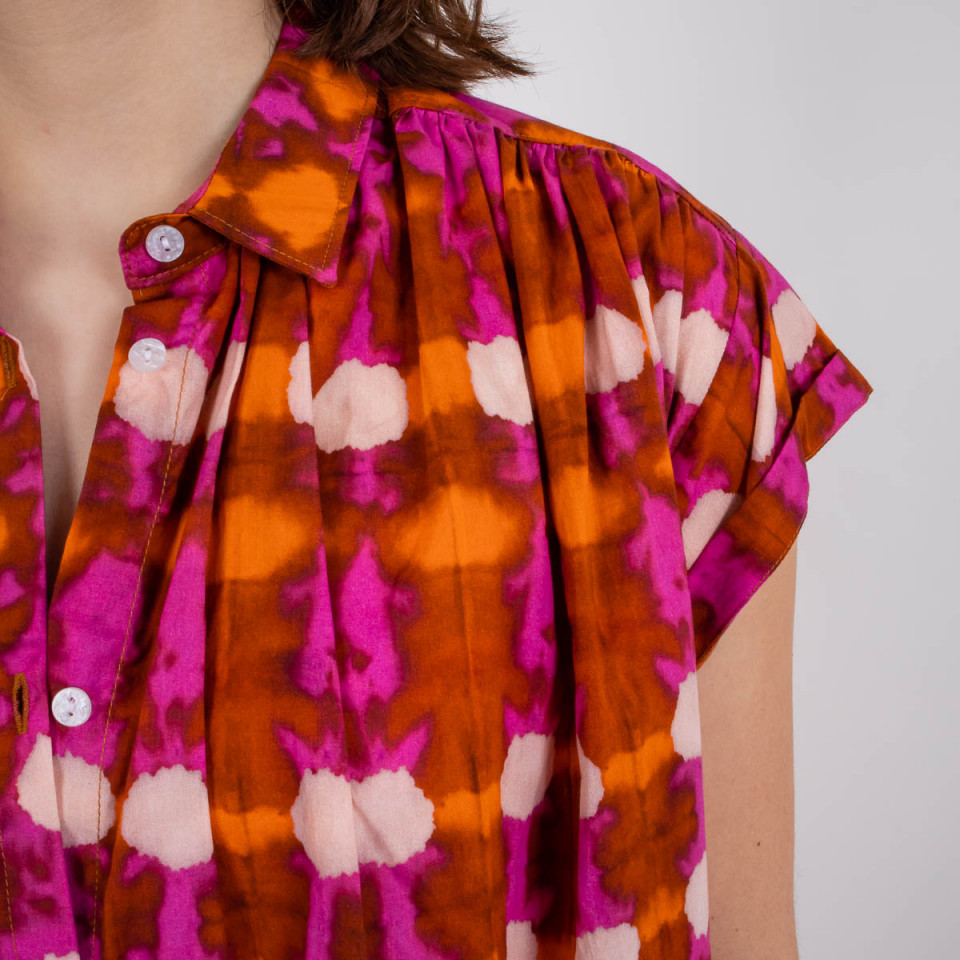 Robe chemise manches courtes en coton Celeste Print 