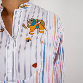 Chemise brodée en coton à rayures Kiliman 