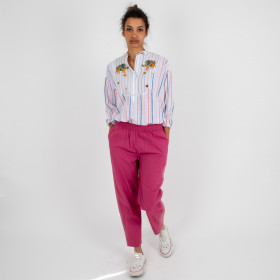 Chemise brodée en coton à rayures Kiliman 