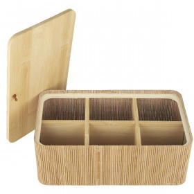 Boite de rangement en bambou avec 6 compartiments et son couvercle