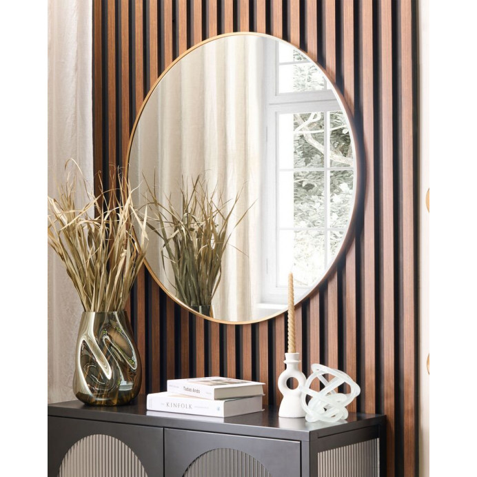 Miroir rond cerclé de métal doré LOOP Diam 70cm Red Cartel à -10%