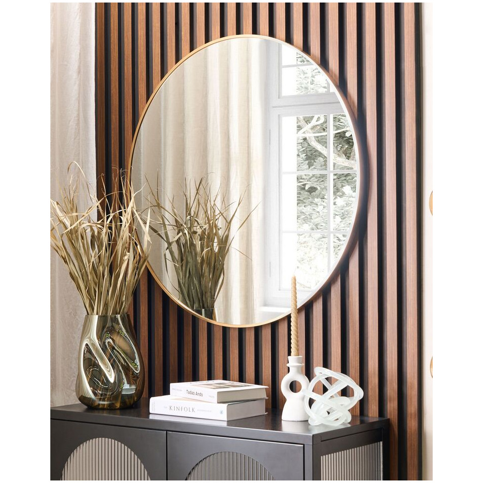 Miroir rond cerclé de métal doré  LOOP Diam 70cm - Red Cartel