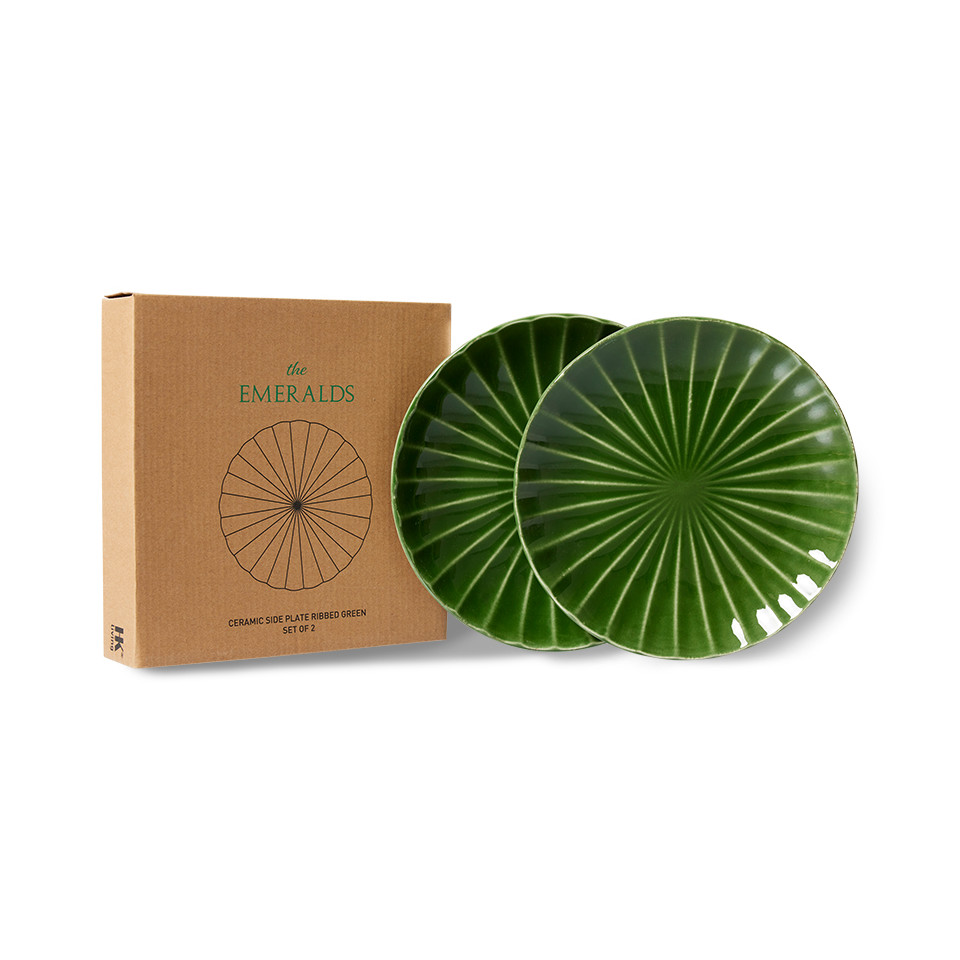Set de 2 assiettes à dessert en céramique Emeraude