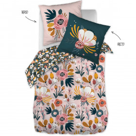 Parure de lit en Coton CHAMPETRE Couleur:Canard  L'Effet Papillon