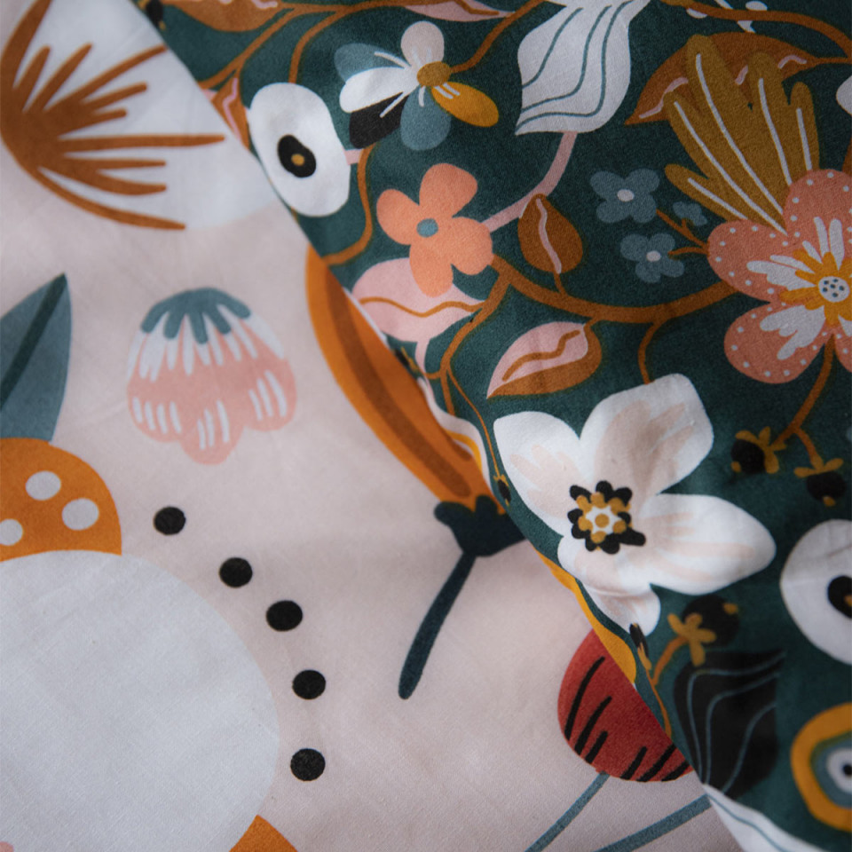 Parure de lit en Coton CHAMPETRE Couleur:Canard  L'Effet Papillon