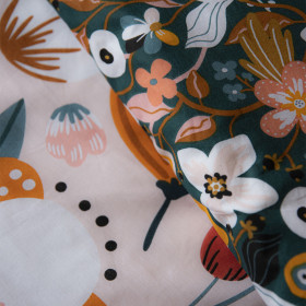 Parure de lit en Coton CHAMPETRE Couleur:Canard  L'Effet Papillon