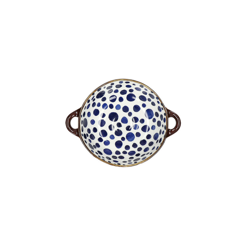 Plat à Four/Bol en Porcelaine Blanche Pois Bleu ANAFI