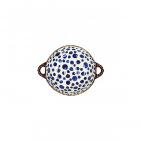 Plat à Four/Bol en Porcelaine Blanche Pois Bleu ANAFI