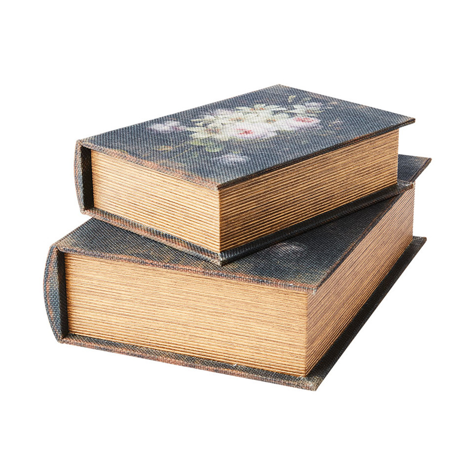 Boites Livre pour rangement BROOKE (set de 2) - Imprimé Fleurs