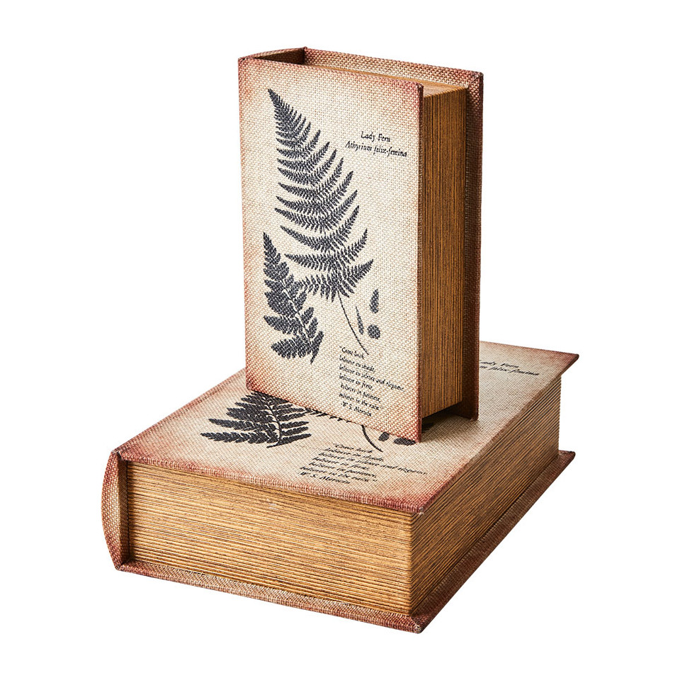 Boites Livre pour rangement BROOKE (set de 2) - Imprimé Fougère