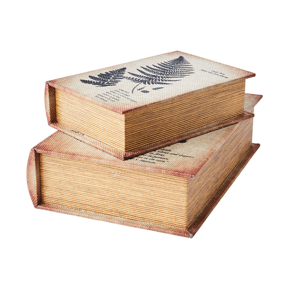 Boites Livre pour rangement BROOKE (set de 2) - Imprimé Fougère