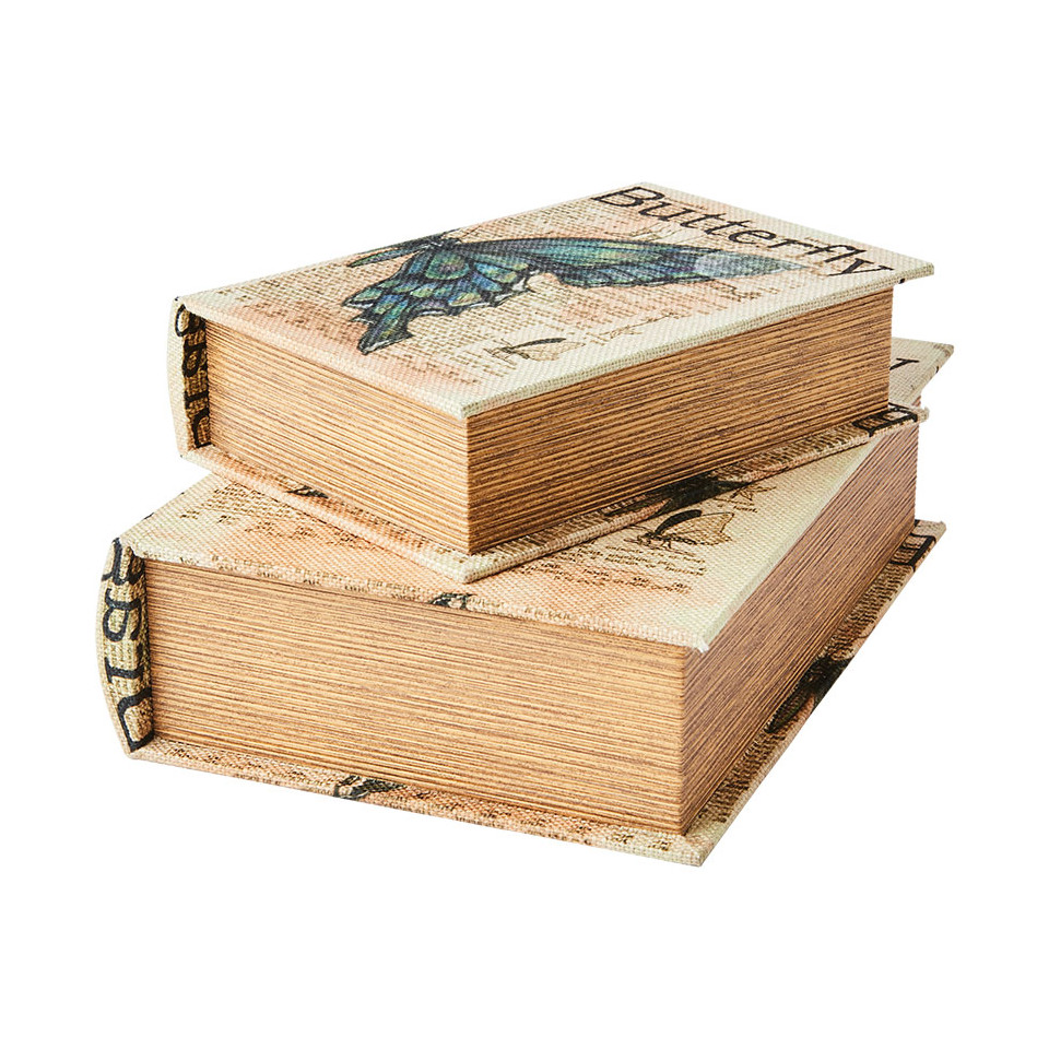 Boites Livre pour rangement BROOKE (set de 2) - Imprimé Papillon