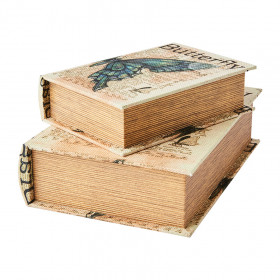 Boites Livre pour rangement BROOKE (set de 2) - Imprimé Papillon