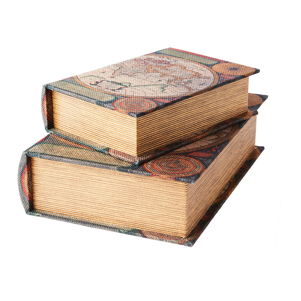 Boites Livre pour rangement BROOKE (set de 2) - Imprimé Globe terrestre