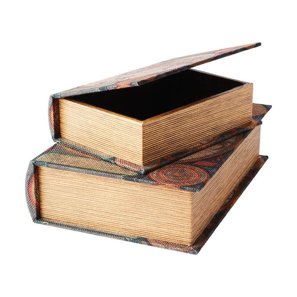 Boites Livre pour rangement BROOKE (set de 2) - Imprimé Globe terrestre