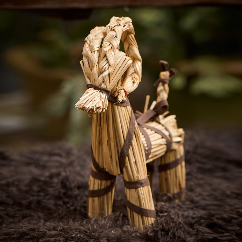 Renne de Noël en paille