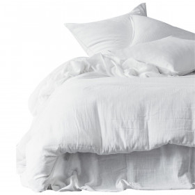 Housse de Couette DILI en Gaze de Coton Lavé Couleur:Blanc 
