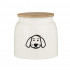 Pot métal pour nourriture pour chien avec couvercle en bois