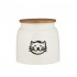 Pot métal pour nourriture pour chat avec couvercle en bois