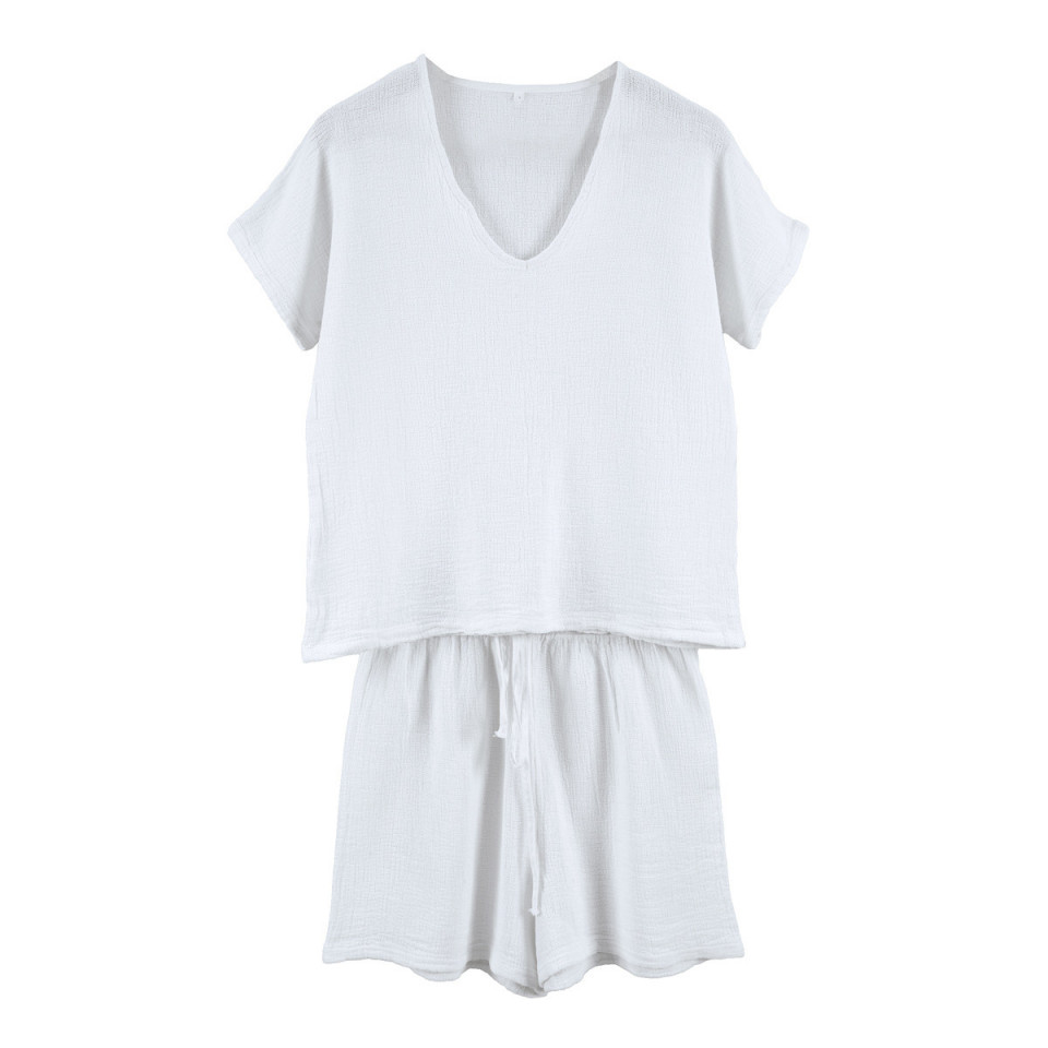 Ensemble Short et Tee Shirt SYMI en Gaze Lin et Coton 