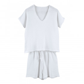 Ensemble Short et Tee Shirt SYMI en Gaze Lin et Coton 