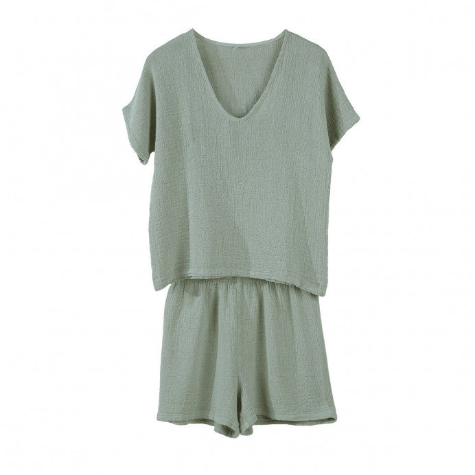 Ensemble Short et Tee Shirt SYMI en Gaze Lin et Coton
