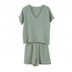 Ensemble Short et Tee Shirt SYMI en Gaze Lin et Coton