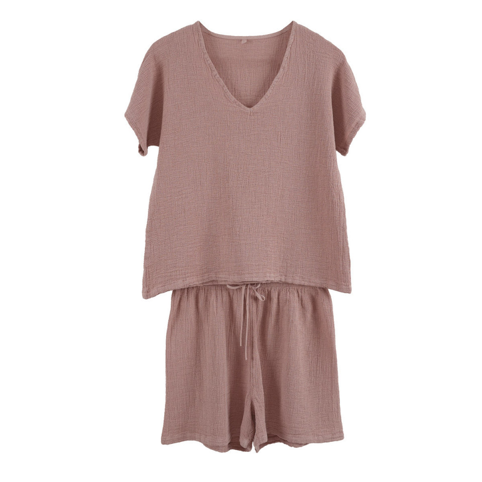 Ensemble Short et Tee Shirt SYMI en Gaze Lin et Coton 