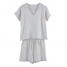 Ensemble Short et Tee Shirt SYMI en Gaze Lin et Coton 