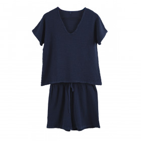 Ensemble Short et Tee Shirt SYMI en Gaze Lin et Coton 