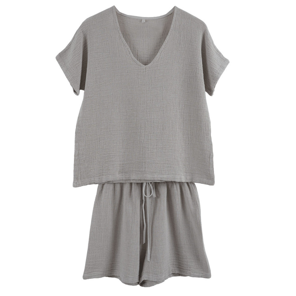 Ensemble Short et Tee Shirt SYMI en Gaze Lin et Coton 