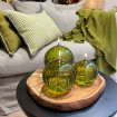 Lampe à Huile Sphère Décorative en verre Strié Olive