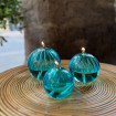Lampe à Huile Sphère Décorative en verre Strié Light Blue