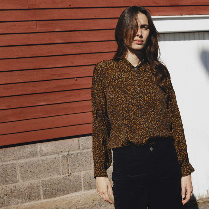 Chemise manches bouffantes léopard Kelly