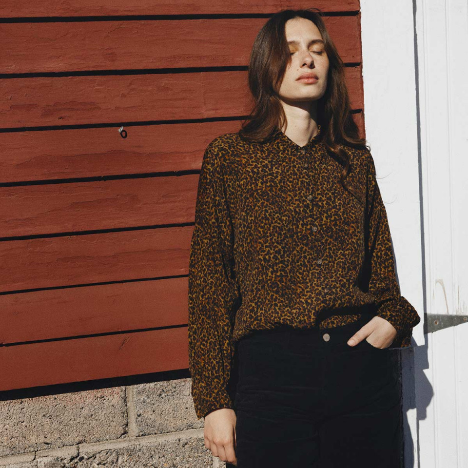 Chemise manches bouffantes léopard Kelly