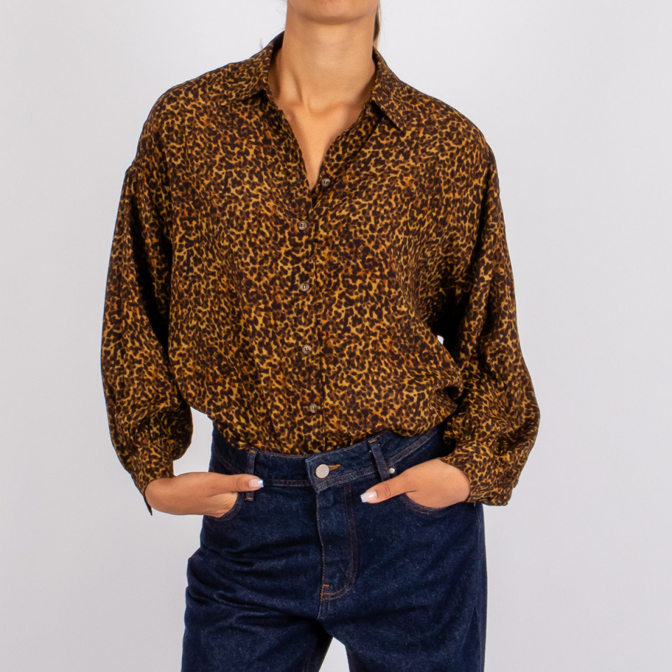 Chemise manches bouffantes léopard Kelly