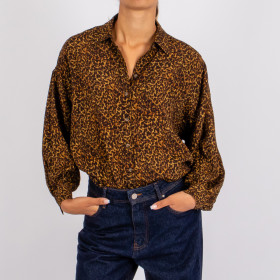 Chemise manches bouffantes léopard Kelly