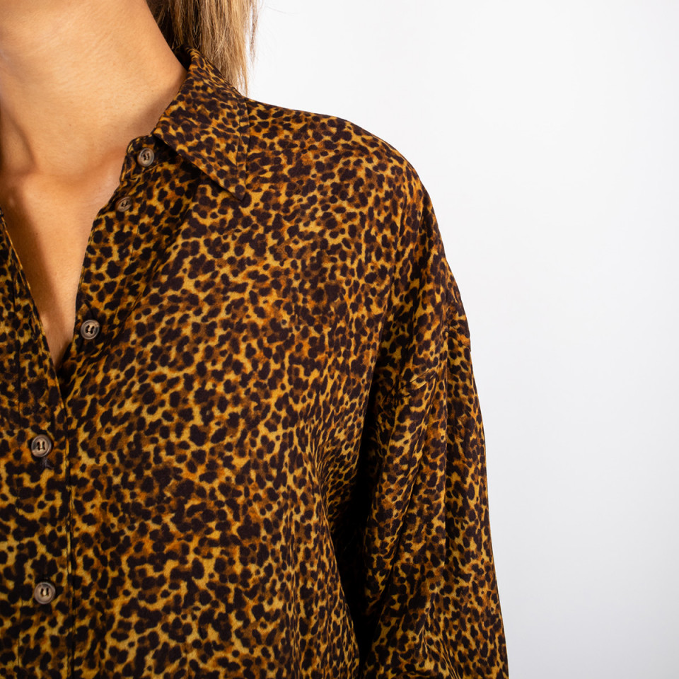 Chemise manches bouffantes léopard Kelly